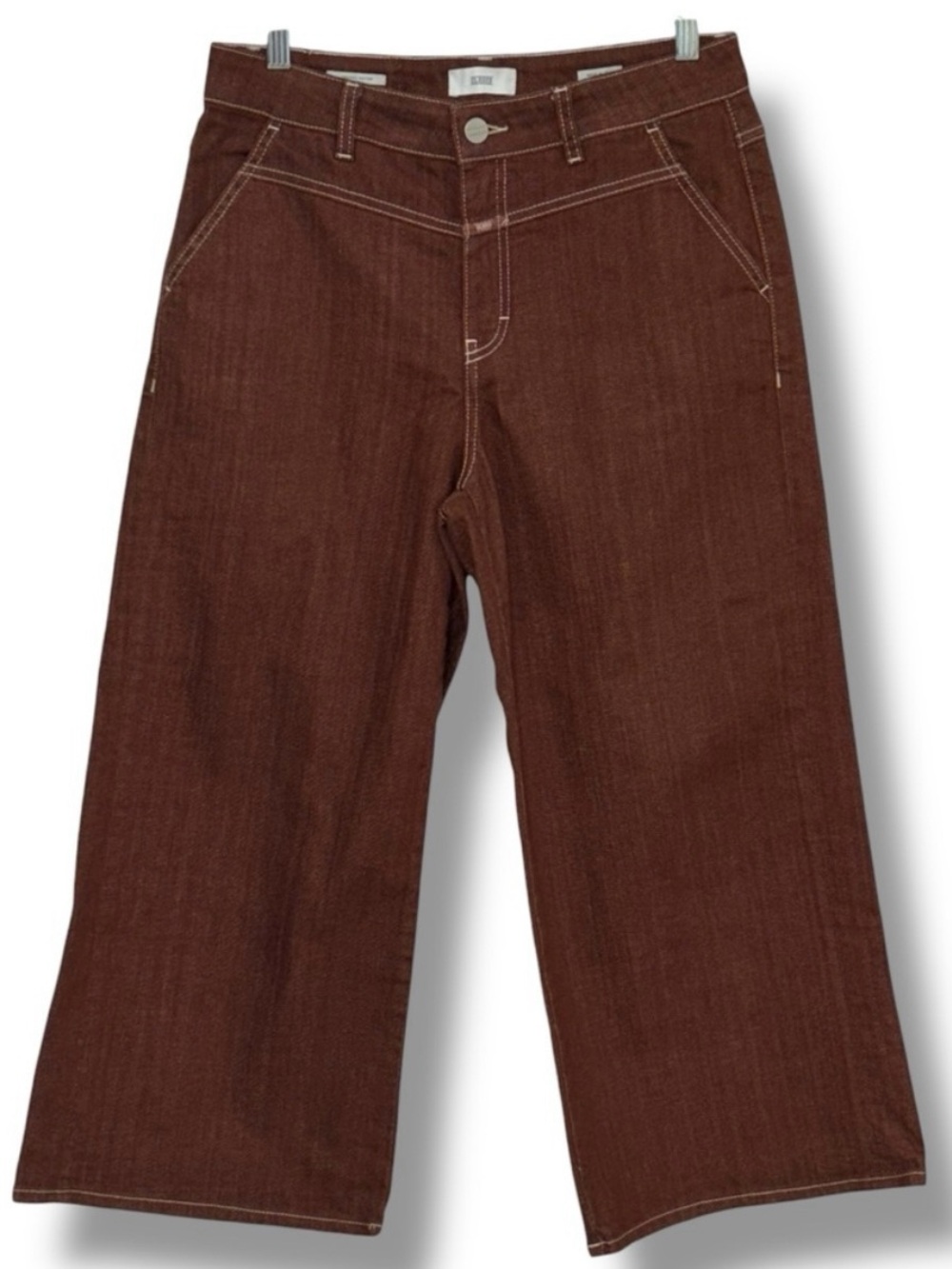 Closed Rosy High Waist Wide Leg Cropped Five Pocket Italian Denim Jeans Rust 30